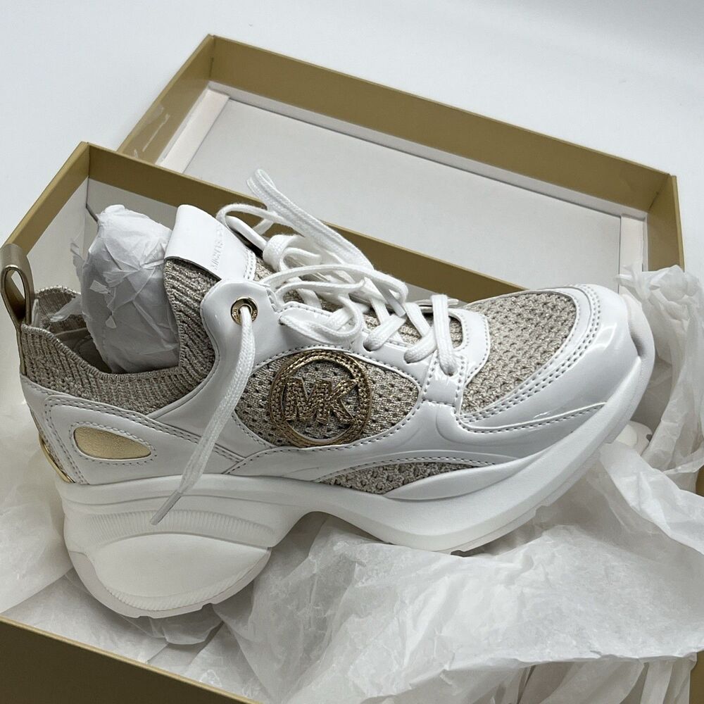 Michael Kors Zuma Trainer Womens US 5.5M Pale Gold Platform Lifestyle Shoes - Picture 9 of 10